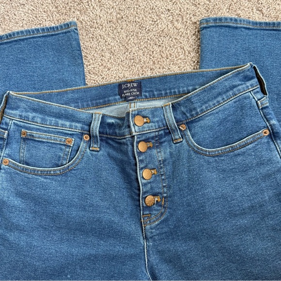 J. Crew Mid Rise Flare Crop Button Up Women's Blue Denim Jeans Size 28 - Picture 3 of 5